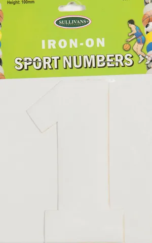 Sullivans Iron On Number 1, White- 10cm