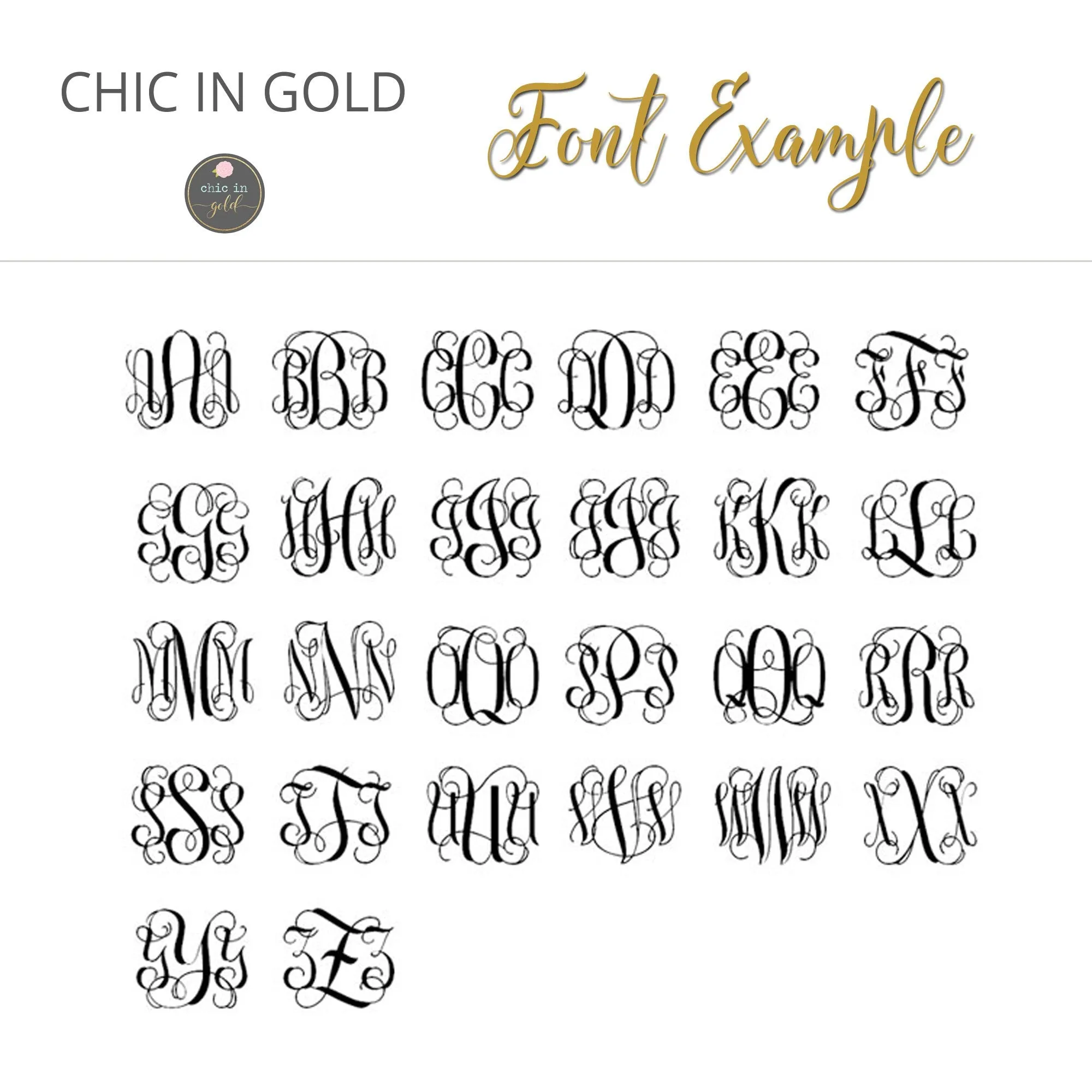 Three Letter Fancy Monogram necklace - CG488N.