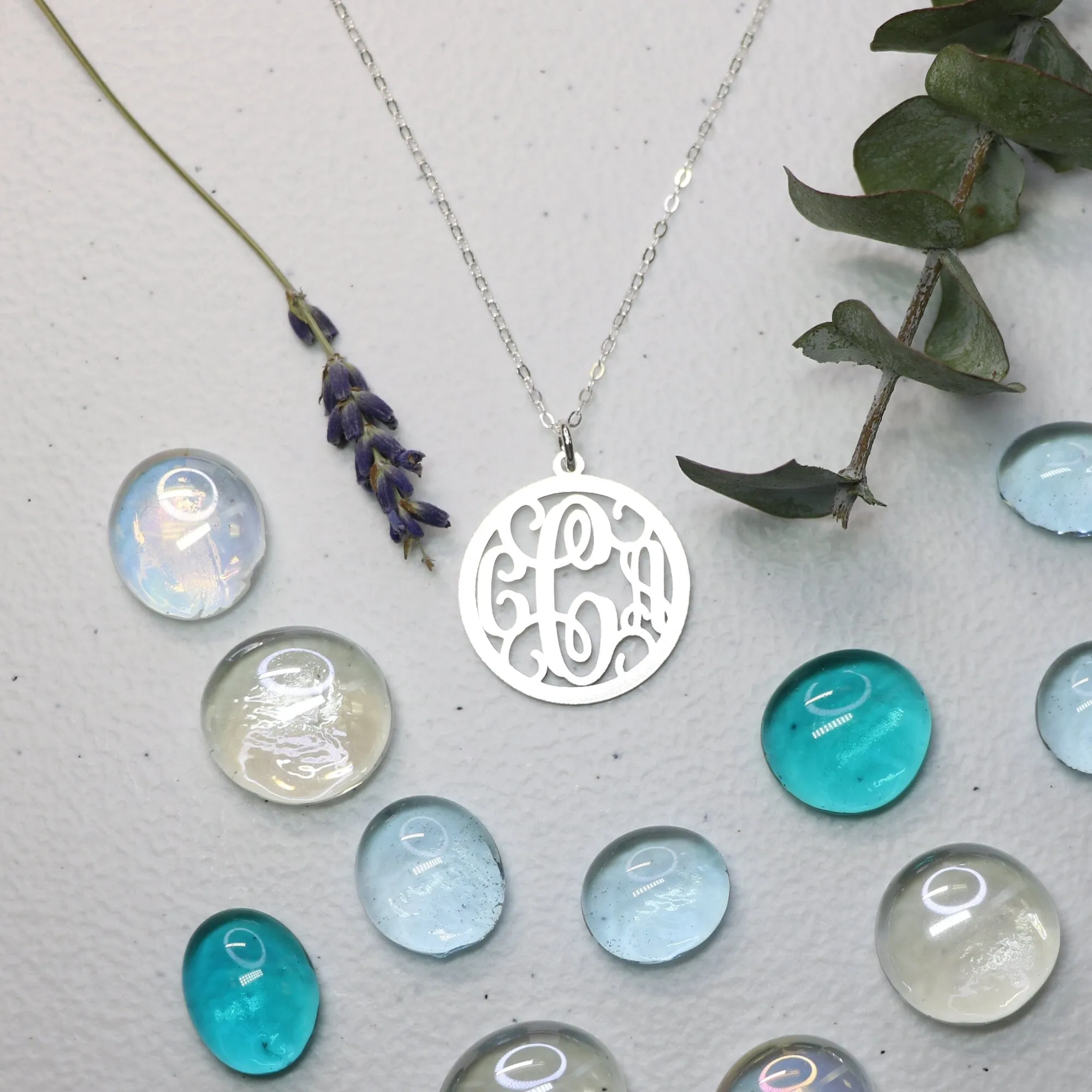 Three Letter Fancy Monogram necklace - CG488N.