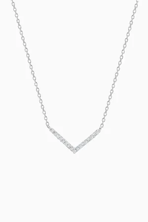Tiny Pave V Necklace in Silver