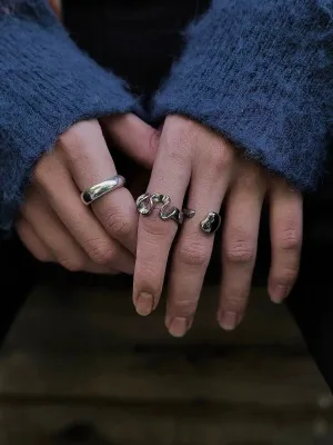 Titanium Liquid Design Couple Ring
