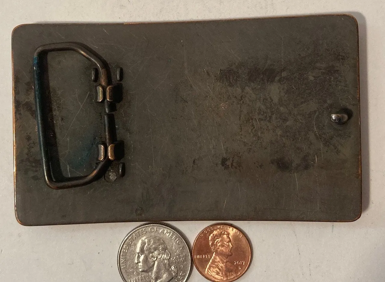 Vintage Metal Belt Buckle, Leather Eagle, Nice Western Design, 4 1/4" x 2 1/2", Heavy Duty, Quality, Thick Metal, Made in USA