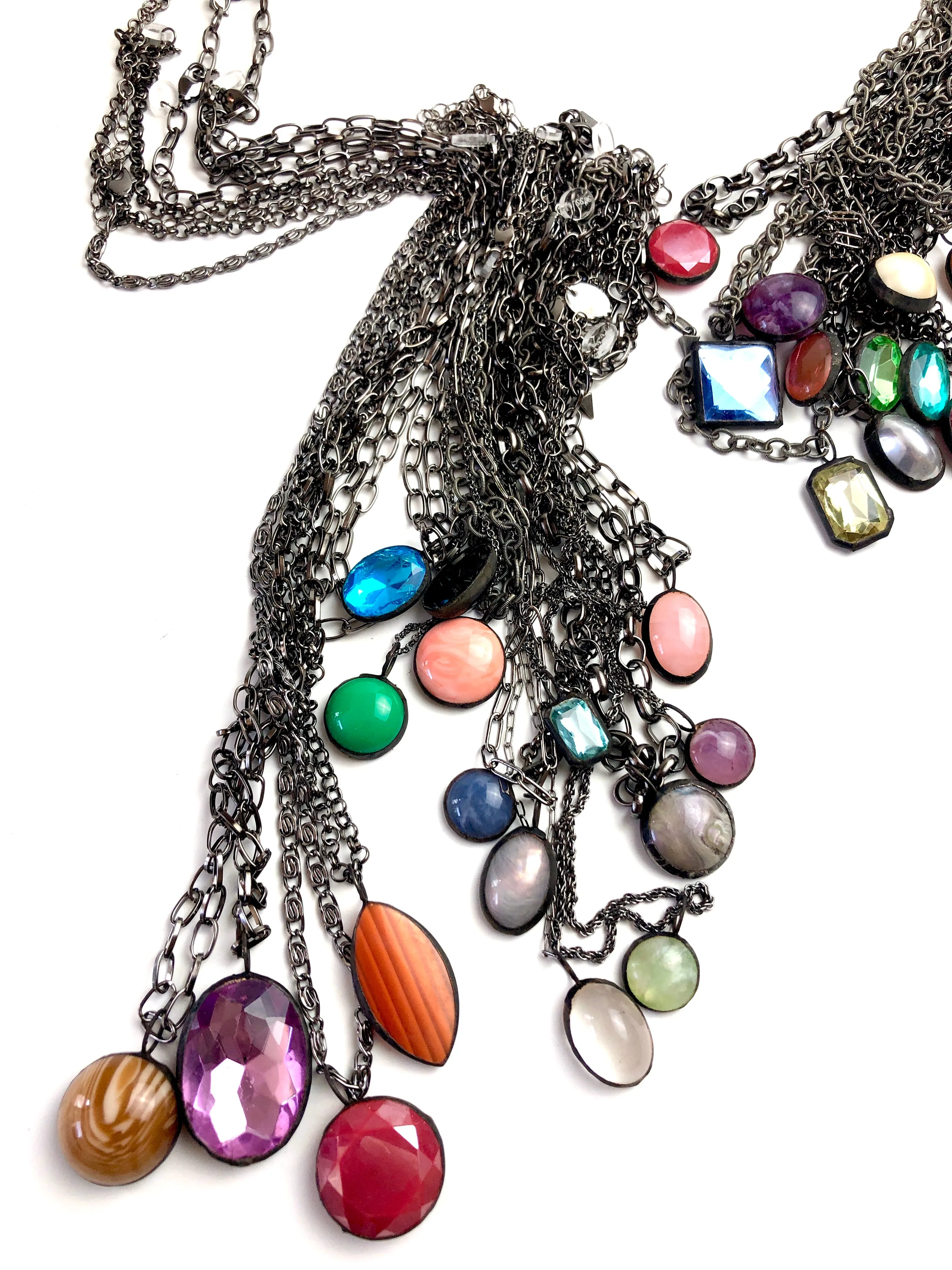Violet Luster Facet & Gun Metal Layering Necklace - Petite 16mm pendant *